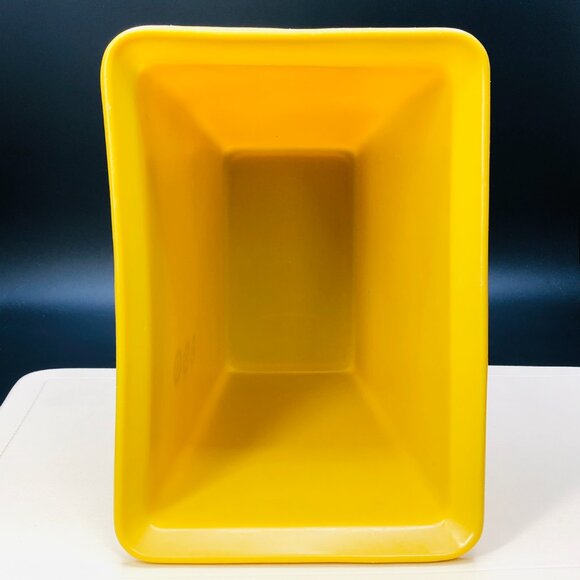 Vintage 60s Rubbermaid Mustard Yellow Plastic Small Trash Can Wastebasket - Picture 4 of 11
